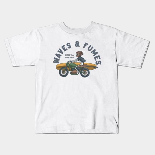 Motorcycle Skeleton Kids T-Shirt by StoneAndSling